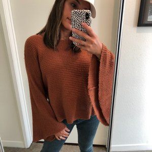 Brown Rustic Flare Sleeve Sweater XS